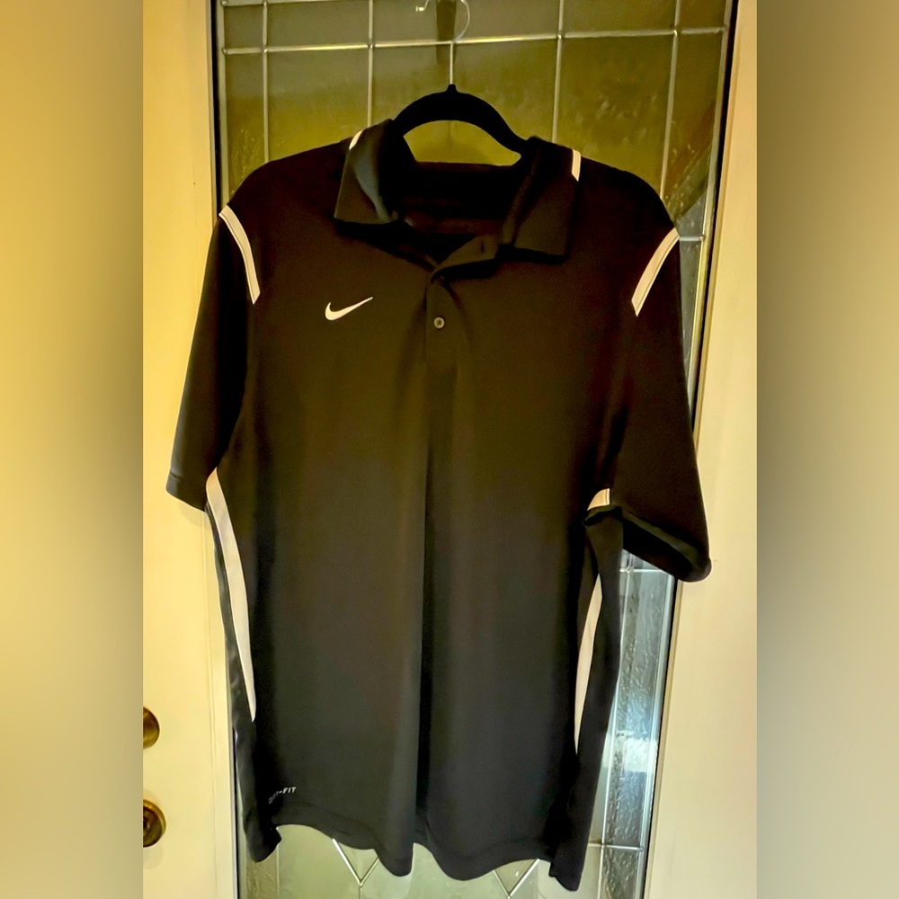 NIKE Dri-fit Black Short Sleeve Golf Shirt Size L